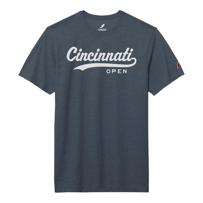 Legacy Cincinnati Open Text Jersey Slub T-Shirt in Spring Navy - Front