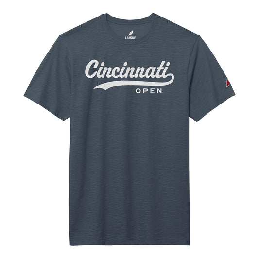 Legacy Cincinnati Open Text Jersey Slub T-Shirt in Spring Navy - Front