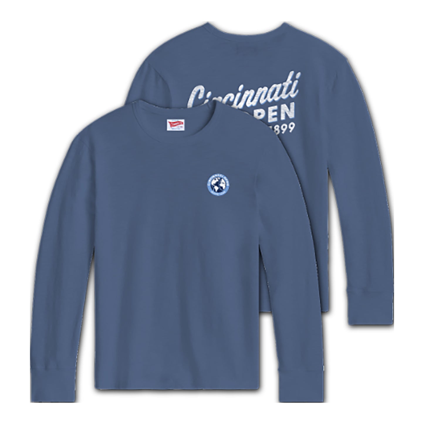Standard Rec Cincinnati Open Long Sleeve T-Shirt in Marina Blue - Front and Back
