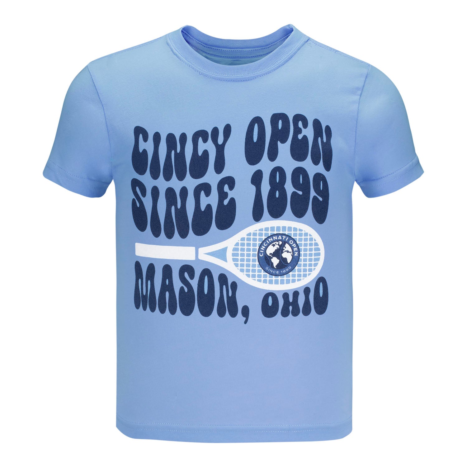 Garb Cincinnati Open Bubble Letter Toni Toddler T-Shirt in Light Blue - Front