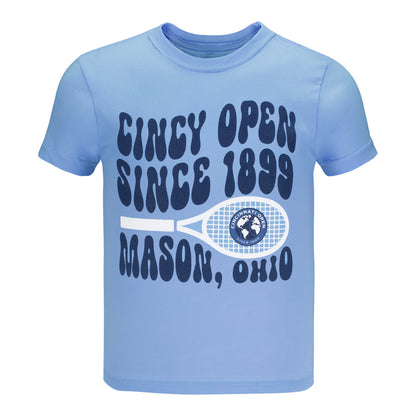 Garb Cincinnati Open Bubble Letter Toni Toddler T-Shirt in Light Blue - Front