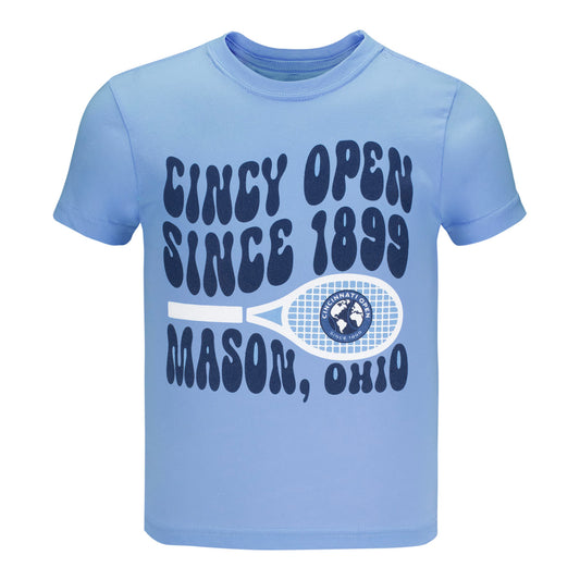 Garb Cincinnati Open Bubble Letter Toni Toddler T-Shirt in Light Blue - Front