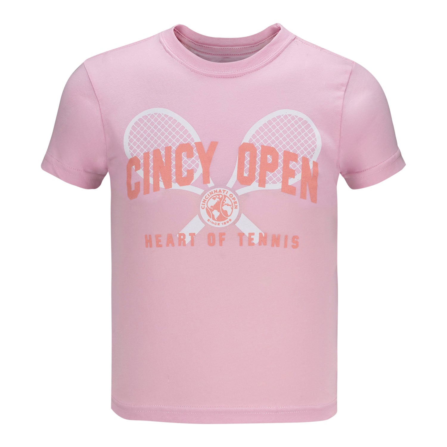 Garb Cincinnati Open Crossed Racket Toni Toddler T-Shirt in Pink - Front View