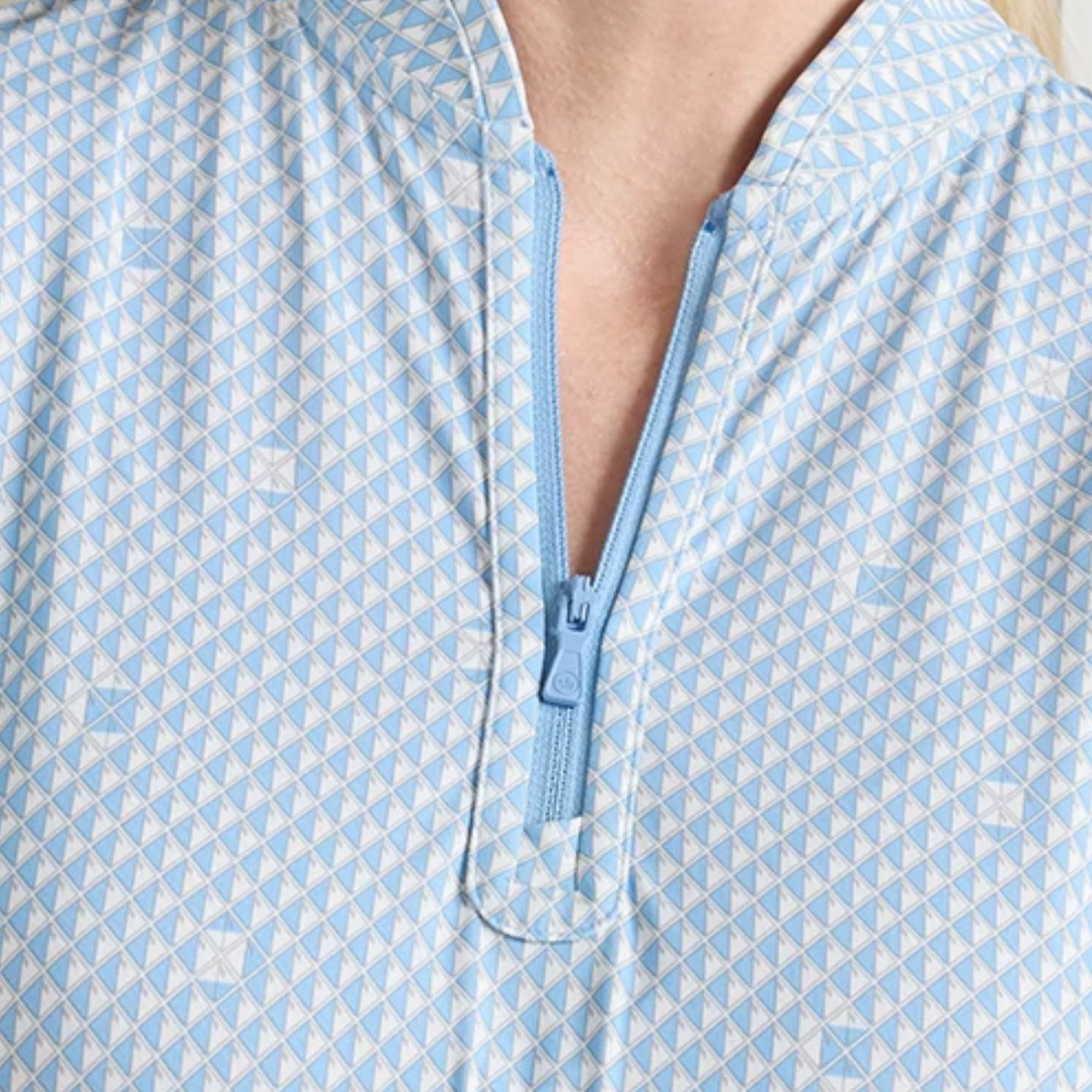 Peter Millar 2026 Cincinnati Open Women's Shadebreak Lightweight Sun Shirt Quarter Zip in Cottage Blue - Pattern Close Up