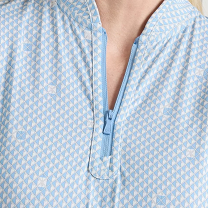 Peter Millar 2026 Cincinnati Open Women's Shadebreak Lightweight Sun Shirt Quarter Zip in Cottage Blue - Pattern Close Up