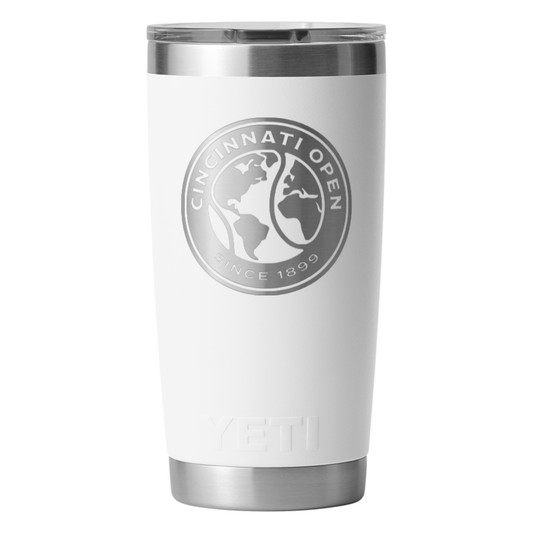 YETI Cincinnati Open 20oz Rambler Tumbler in White - Front View